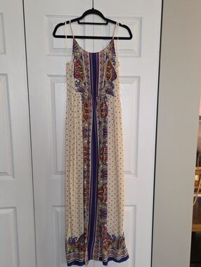 Varga Cream Maxi Dress with Multicolor Paisley Stripe